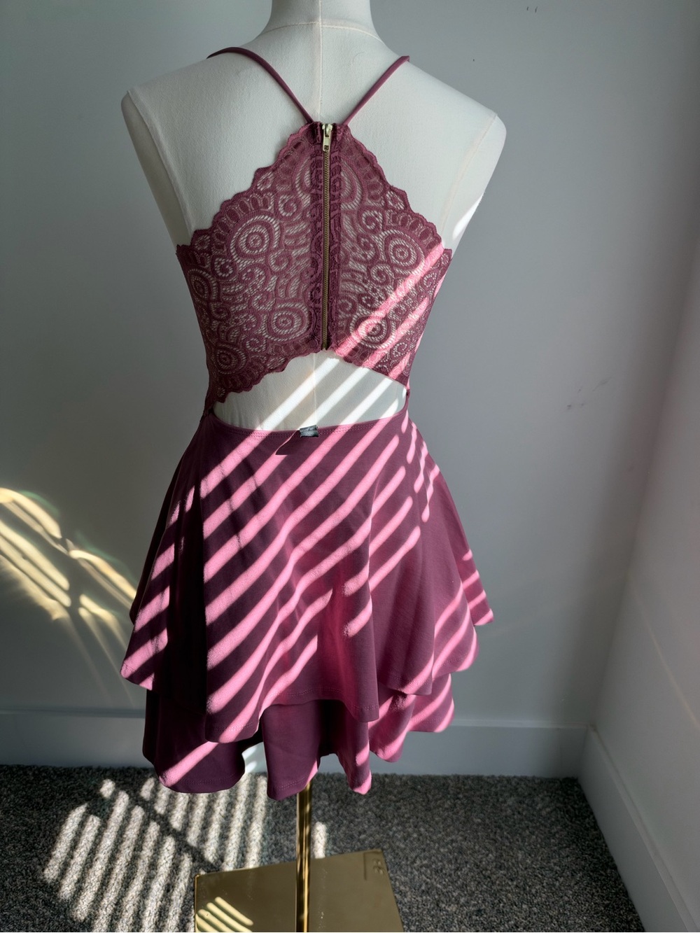 Windsor Lace-Back Flared Skater Skirt - Mauve